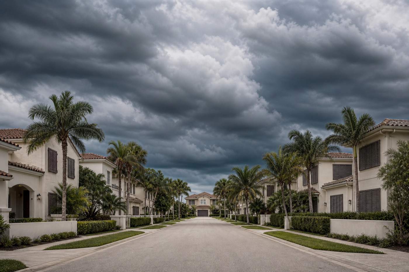 Storm clouds building over a Treasure Coast neighborhood