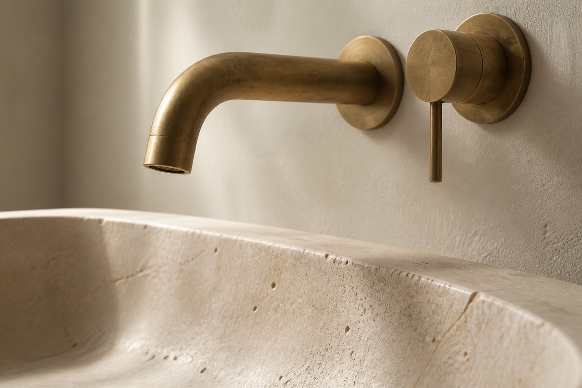 Brass faucet detail in morning light